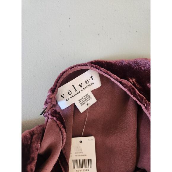 NWT Velvet by Graham & Spencer Sleeveless Velvet Midi Dress Sz XL Wine 9A405 - Picture 9 of 11